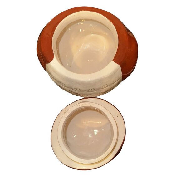 Ceramic Owl Cookie Jar With Lid Brown & Cream - Picture 6 of 6